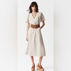 & Other Stories Flutter-Sleeve Midi Dress White Polka‎ Dot 10 Classic Modest
